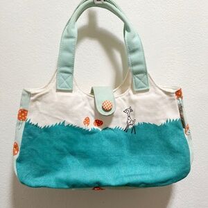 Shinzi Katoh Canvas Mini Tote Bag Deer Mushroom Print Kawaii Japan